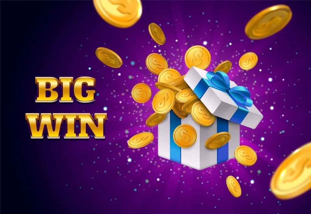Gift box with gold coins and BIG WIN text on a purple background — WIN88 bonuses and promotions guide
